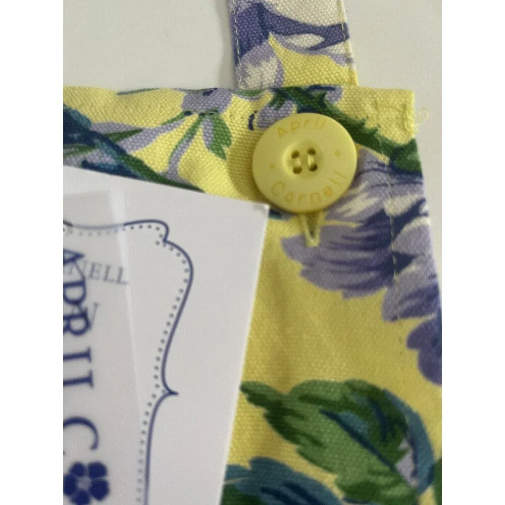 April Cornell Apron Purple Yellow Flowers French Country Spring 100% Cotton